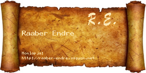Raaber Endre névjegykártya